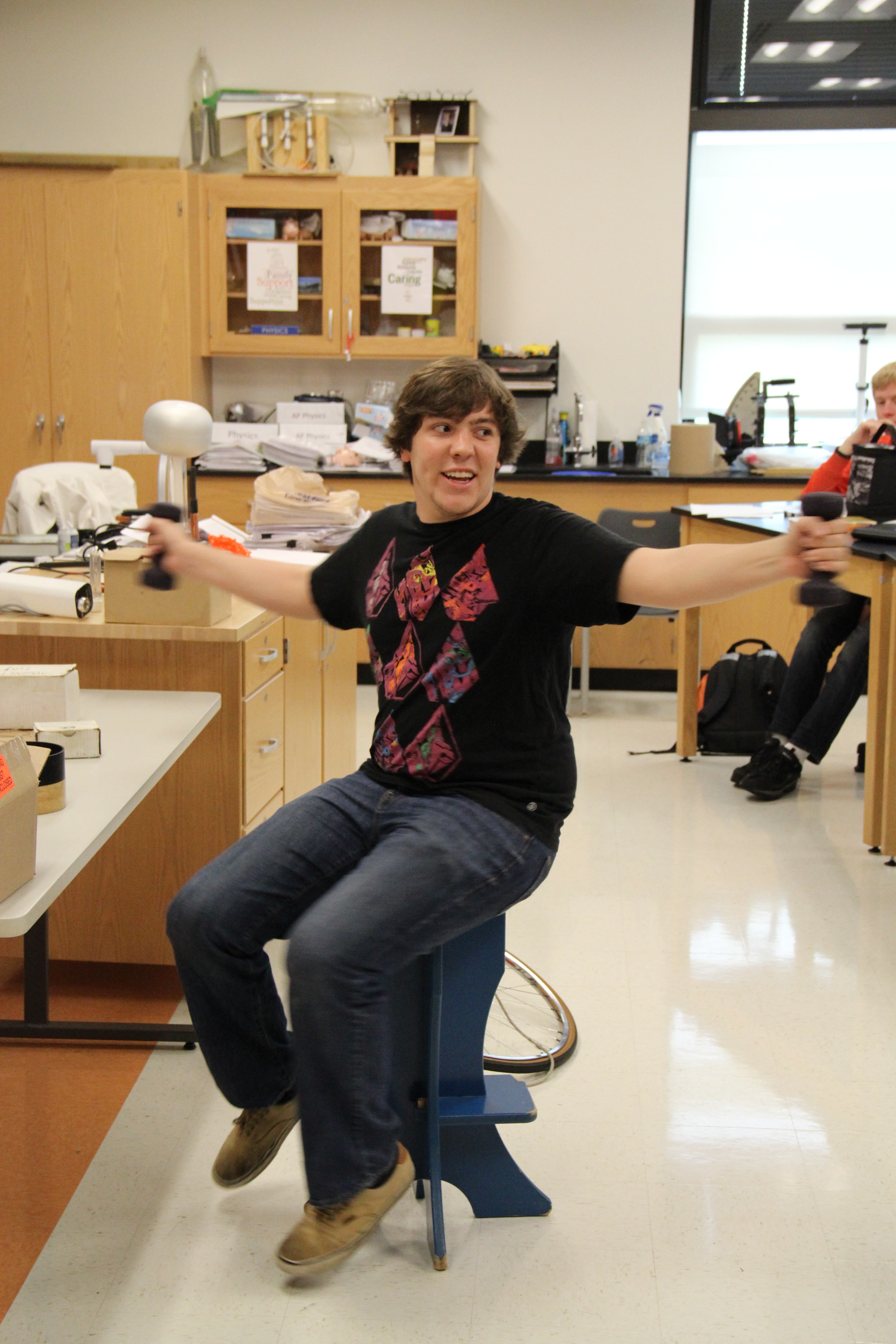 Will on the rotational stool at BHS